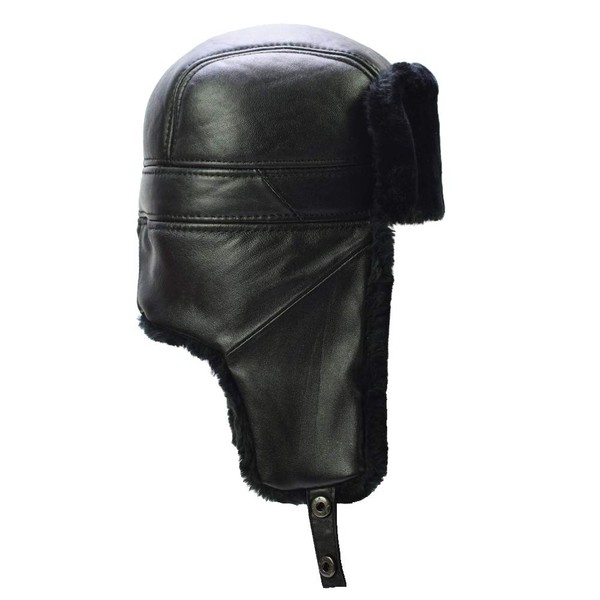 Sandy Ting Trapper Trooper Leather Hat Windproof Warm Ear Flaps