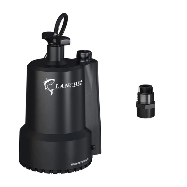 Lanchez Sump Pump Submersible 1/2 HP 2301 GPH 31FT, Utility Pump for Water Removal, Water Pump for Pool Draining, Submersible Pump for Garden Pond Flooded Basement Water Transfer Black