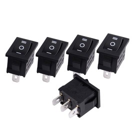 uxcell 5Pcs Boat Toggle Switches SPDT 3 Positions On Off On Rocker Switch Black AC 125V/12A 250V/10A