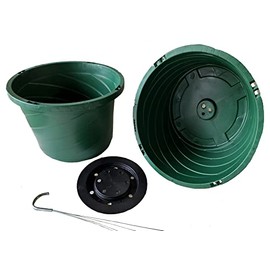 Hanging Basket, 12" W/Wire Hanger, Green Planter Garden Fence Balcony