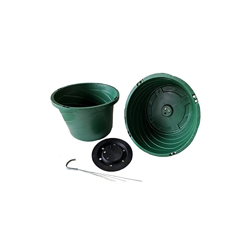 Hanging Basket, 12" W/Wire Hanger, Green Planter Garden Fence Balcony