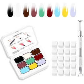 AIJIMEI Ombre Gel, Gradient Painting Gel, Ombre Gel Nail Polish, Including 100 Nail Sponges And Grabbing Pen Suitable For Salons And Family DIY (A7)