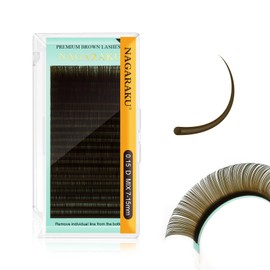 NAGARAKU Marrón claro Blister Extensiones de Pestañas 0.15 curvatura D mixtos 7-15mm Marrones 20 filas Suaves Naturales Clásicas Pestañas...          