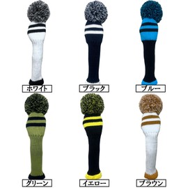 Golf Headcover Knit Driver Wood Cover Knit Material with Conversion Tag Line Single Item (Brown FW)