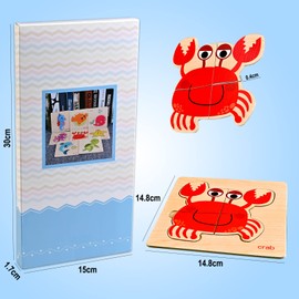 Faburo Wooden Puzzle, 8 Pieces Wooden Puzzle Montessori Toy, Wooden Toy from 1 2 3 Years, Wooden Toy Puzzle from 2 3 4 Years, Plug-in Puzzle Gift Sea Animals Wooden Puzzle for Baby and Toddler