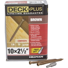 HILLMAN FASTENERS 48445 Deck Screws, Brown, 75 Piece