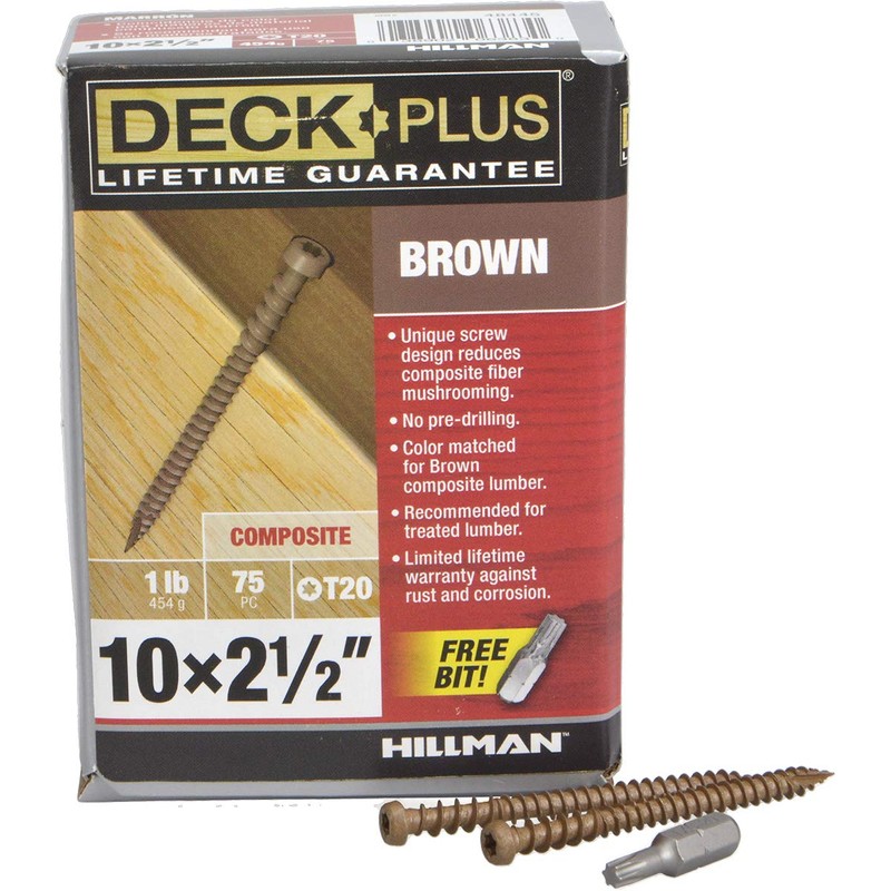 HILLMAN FASTENERS 48445 Deck Screws, Brown, 75 Piece