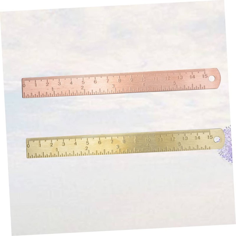STOBOK 2pcs Vintage Brass Ruler Double Scale Straight Rulers Brass