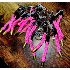 Fish bone EDC PINK!!! paracord bullet,, Keychain Paracord !!! all pink !!! 6”Or So+!
