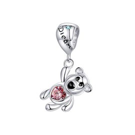 NINGAN Flying Bear With Dream Sparkling Crystal Charms 925 Sterling Silver Bead Charms Fits Women's Bracelets & Necklaces …