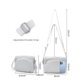 MEXS Small Crossbody Bag for Women, Trendy Casual Crossbody Purse Adjustable Strap, Mul-pockets Waterproof Shoulder Handbags, Belt Bag for Work/Travel (Light gray)