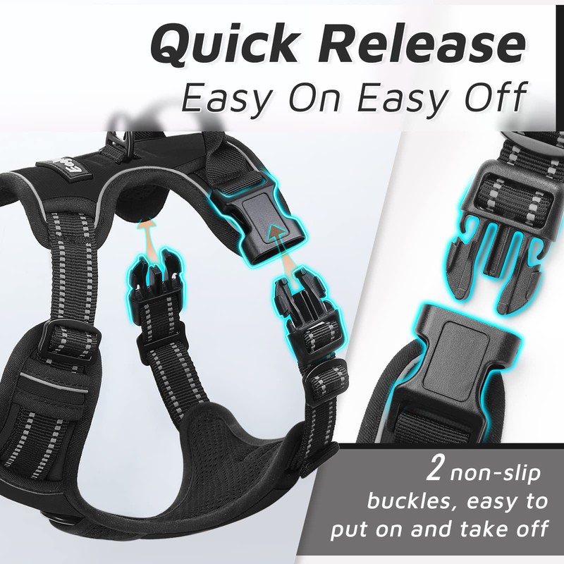 Eagloo Dog Harness for Large Dogs, Anti-Pull, Medium Chest Harness,