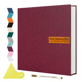 Spbapr Large Photo Album Self Adhesive Magnetic Scrapbook,DIY Scrapbook Album for 4x6 5x7 8x10 Picture,40 Pages Linen Cover Memory Book for Wedding Family Baby Pets, with Metallic Pen and Scraping