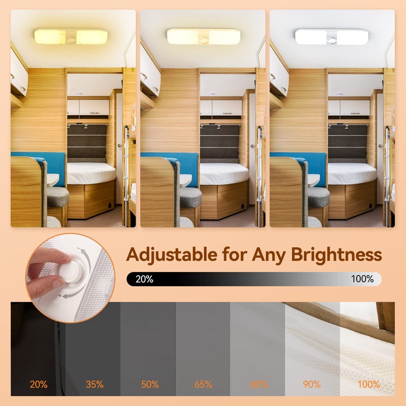 LILTSDRAE RV Lights Interior 1700LM，3 Color 12V Volt Led Light,