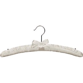 The Great American Hanger Company Ivory Satin Top Hanger, Box of 12 Padded Wood Hangers with Chrome Swivel Hook & Studs for Shoulder Straps, a Soft Choice for Delicate Garments