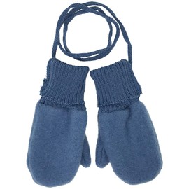 Ecoable Toddler and Kids Mittens: Organic Merino Wool Snow Gloves with String (Sz 4/4-6 years, Blue)