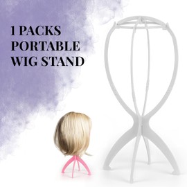 Superhairpieces Wig Stand Portable Wig Stand for Wigs Toupee Hats (White, Pack of 1)