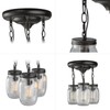 LALUZ Mason Jar Flush Mount Ceiling Light, 3-Light Black Farmhouse