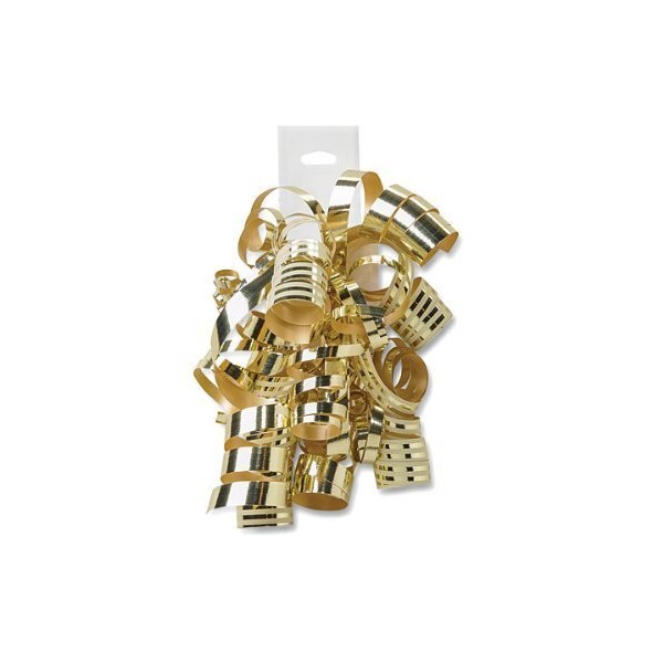 12-Pack Curly Gold Bows - Dazzling Metallic Gift Bows Elegant Cream Stripes