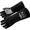 RAPICCA Welding Gloves Heat/Fire Resistant Leather For Stick,Mig,Tig,Forge,BBQ,Grill,Fireplace,Wood Stove,Furnace,Oven,Pot Black