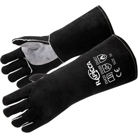 RAPICCA Welding Gloves Heat/Fire Resistant Leather For Stick,Mig,Tig,Forge,BBQ,Grill,Fireplace,Wood Stove,Furnace,Oven,Pot Black 16 inch
