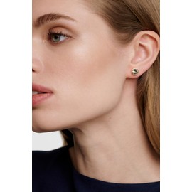 Karen Millen Logo Stud Earrings For Women (Gold/Black Crystal)