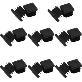 MUZIEBA 19mm x 19mm Tubing End Caps, 3/4 Inch Tubing Post End Cap, Black Plastic Square Plugs, Chair Glide Floor Protector (19mm x 19mm, 16 Pack)