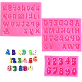 Letters Molds and Numbers Molds, Silicone Fondant Mold Chocolate Molds, 0-9 Number and 26 Letters Silicone Molds for Baking Desserts and Cake Decoration (3 pack)