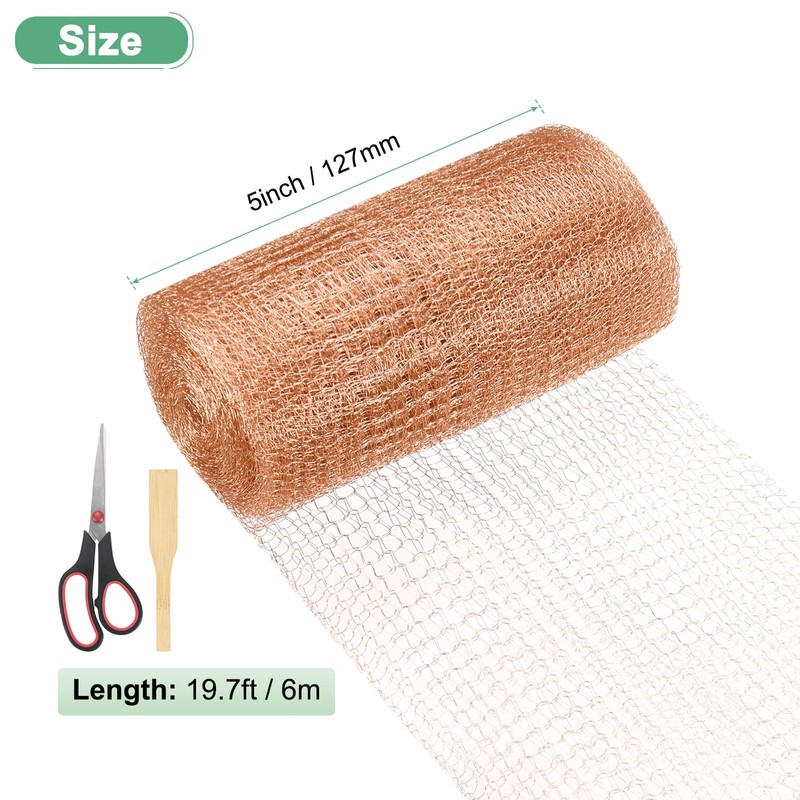 M METERXITY 1-Set Copper Mesh 5" x 20ft, Copper Wool