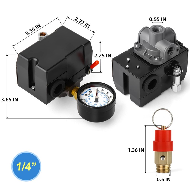 MEANLIN MEASURE Air Compressor Pressure Switch Control Valve 110-150 PSI