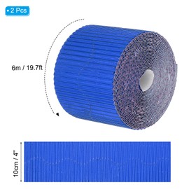 PATIKIL 3.9inch x 78.7ft Bulletin Board Border, Scalloped Trim Paper Corrugated Decorate Border for Locker Classroom Decor Black White Cork Poster Boards, Metallic Blue (1.3mm)