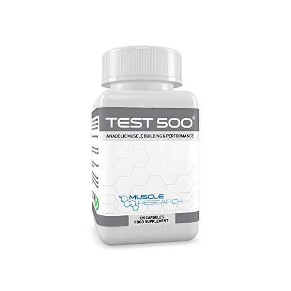 Muscle Research Test 500-120 Capsules - High Dose - Bodybuilding Supplement - Maca Root, D-Aspartic Acid, Fenugreek, Zinc & Magnesium