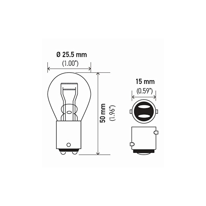 HELLA 1157TB Standard Minature Bulbs, 12V, 27/8W