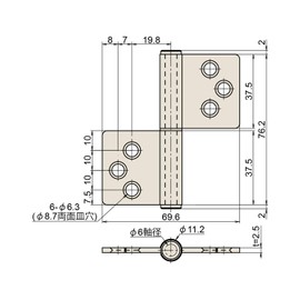 Joe Prince 竹下 Stainless Unisex Flag Hinges 1 Pcs B – M5 B – 19d – SUS M5 