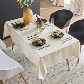 HSYLYM Outdoor Table Cloth Rectangular Polyester Washable,Waterproof Table Cloth for Indoor and Outdoor,Champagne,135x210cm(53x83in)