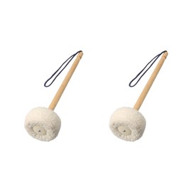 2 Pcs 14 Inch White Soft Wool Gong Mallet Felt Head Dia 80mm With Wooden Handle