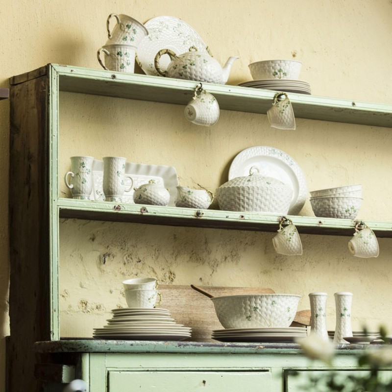 Belleek Classic Shamrock Coffee Creamer Container - Porcelain Milk Jug