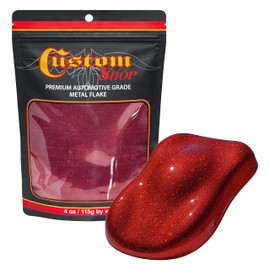Custom Shop - Fire Red - 4-Ounces of Micro Metal Flake .004" 100 Micron Size - Premium Automotive Grade Flake, UV, Fade & Solvent Resistant - Epoxy Resin Metallic Glitter - Car Painting