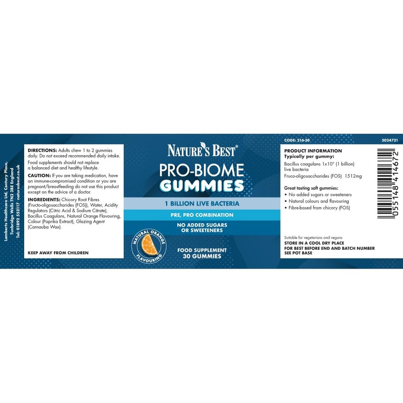 Nature’s Best ProBiome Gummies - One Billion Live Bacteria -