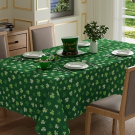 XCHI Green Shamrocks St. Patrick's Day Tablecloth Rectangle Table Cloth Washable Table Covers for Indoor Dining Home Party Decorations 60x104 Inch