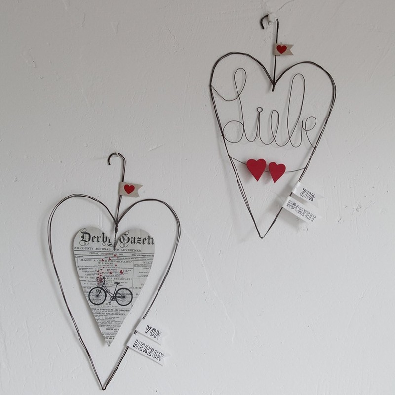Good old Friends Large Wire Hearts "Das Leben ist schön"