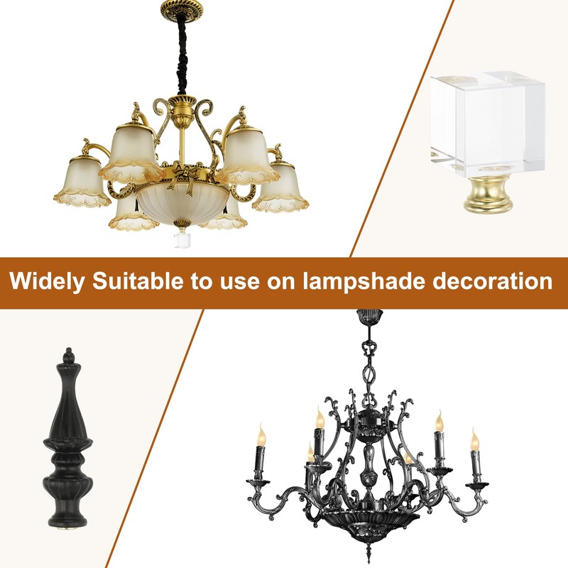 PATIKIL 4pcs 1/4-27 Lamp Finial Cap Knob, Clear Square Shaped