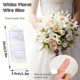 38 Yards 114 Ft 22 Gauge Floral Wire White Flexible Wire for Ribbon Making, Bouquet Stem Wrapping, Wedding Bouquets, Christmas Wreaths Tree, DIY Crafting Floral Arrangement