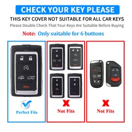 QBUC for Jeep Key Fob Cover Compatible with 2021 2022 2023 2024 2025 Grand Cherokee L Wagoneer Smart 6 Button Key Shell Key Case