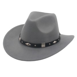 Syrios Gifts Gray Western Cowboy, Cowgirl Hat, Silver Diamond Band – Unisex Rodeo Hat
