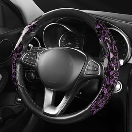 Premium Forged Carbon Fibre Steering Wheel Cover, Universal Fit for O-Shape & D-Shape Wheels, 2-Piece Snap-On Anti-Slip Car Steering Wheel Protector, Odourless & Easy Install