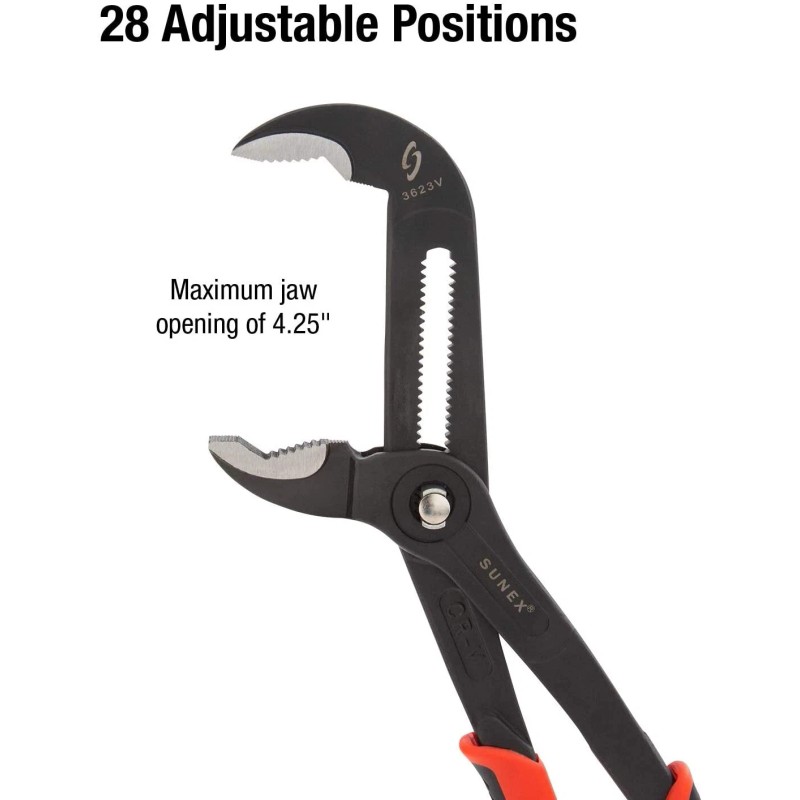 Sunex 3623V, 16" Push Button Water Pump Plier, Self-Locking, Fast