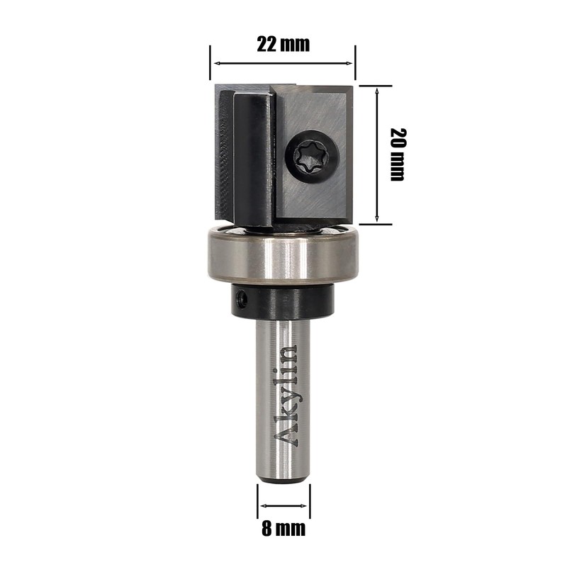 AKYLIN Reversible Plates, Flush Cutter, 8 mm Shank, 4-Sided Interchangeable