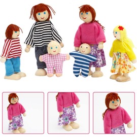 ONEST 15 Pieces Wooden Dollhouse Family Set Mini People Figures Sets Dollhouse Dolls Wooden Doll Family Pretend Play Figures Accessories for Pretend Dollhouse Toy