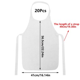 SEABABOO Bibs for Adults, Pack of 20, 62 x 42 cm, Waterproof Adjustable Neck Strap, Apron for Adults, for Older Adults, Painting, Anti-Dirty, White